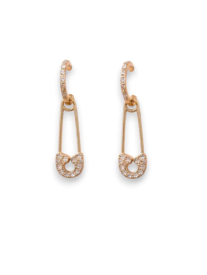 drop crystal safety pin earrings  - 22548134 -  Standard Image - 1
