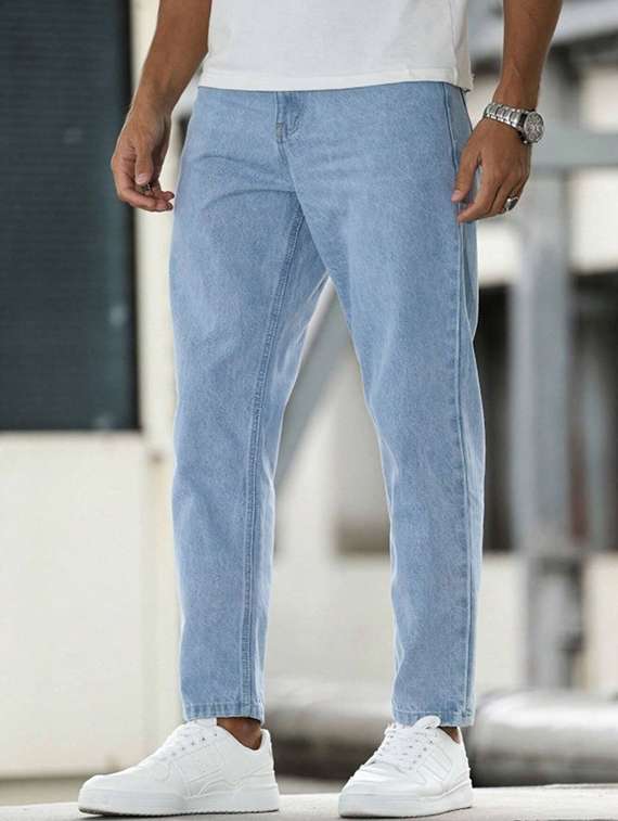 relaxed fit mid rise light blue washed denim jeans - 22548196 -  Standard Image - 1