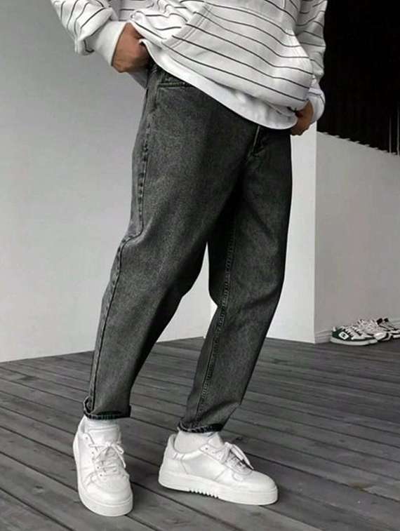 men washed mid rise relaxed fit jeans - 22548199 -  Standard Image - 1