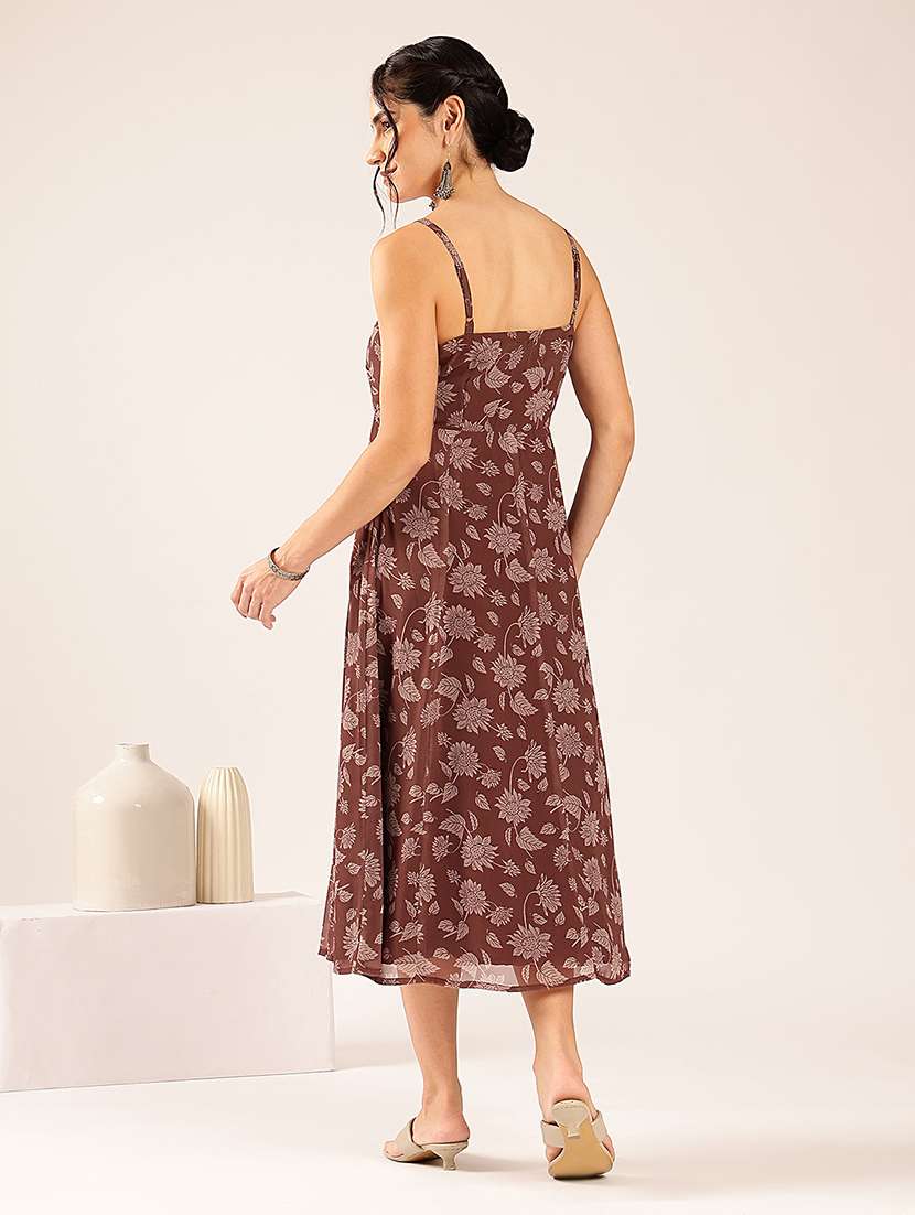 women printed shoulder strap fit and flare dress - 22548207 -  Standard Image - 4