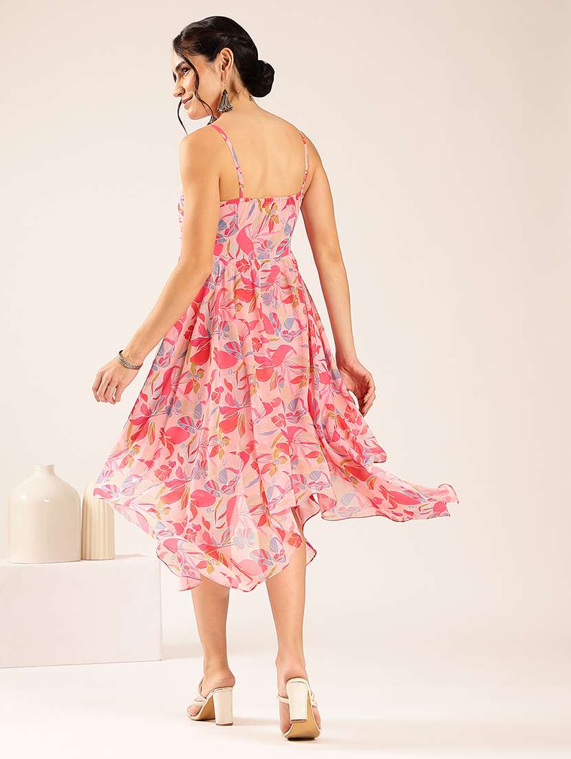 women printed shoulder strap asymmetric dress - 22548208 -  Standard Image - 4