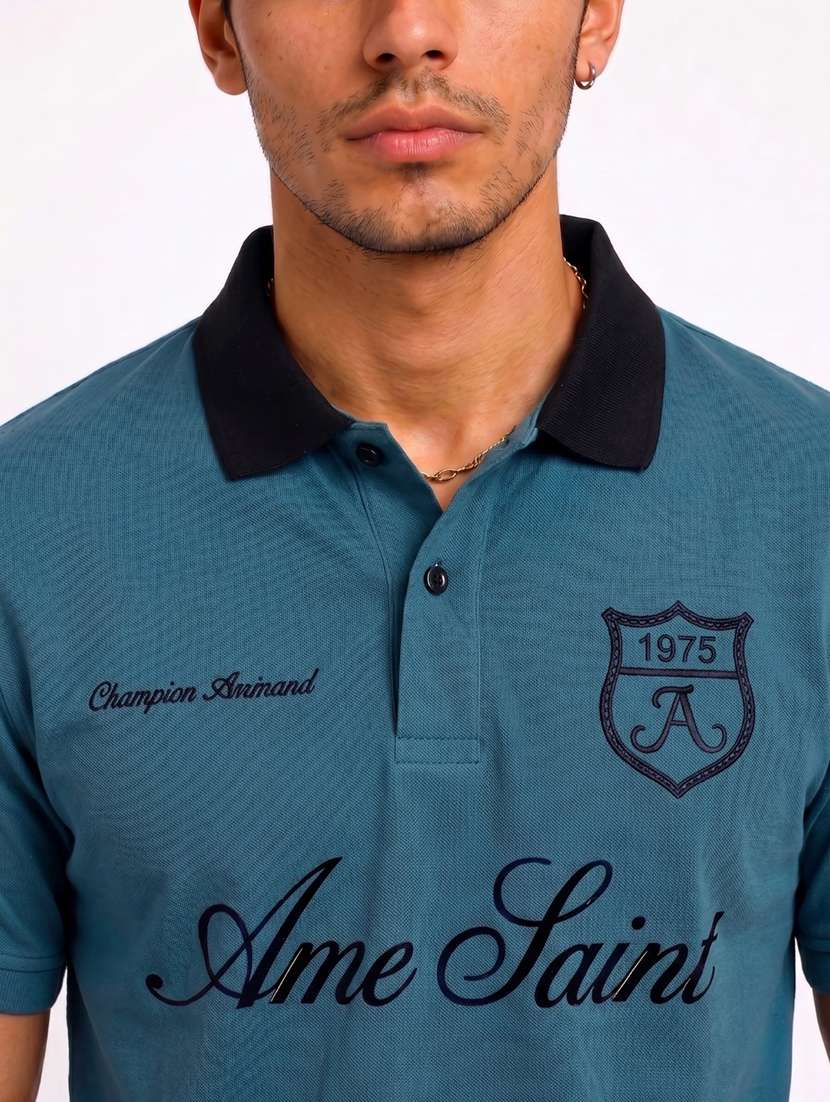 men typographic printed short sleeves polo t-shirt - 22548265 -  Standard Image - 1