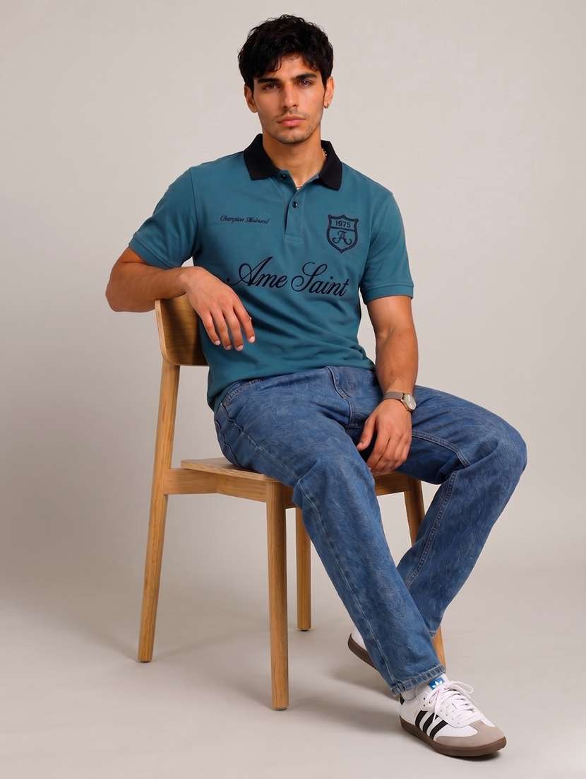 men typographic printed short sleeves polo t-shirt - 22548265 -  Standard Image - 4
