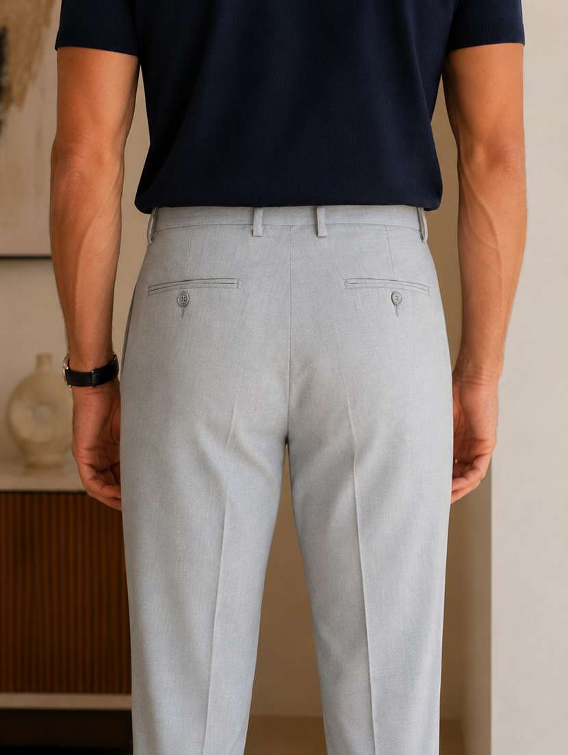 men solid mid rise pleated formal trouser - 22548273 -  Standard Image - 4