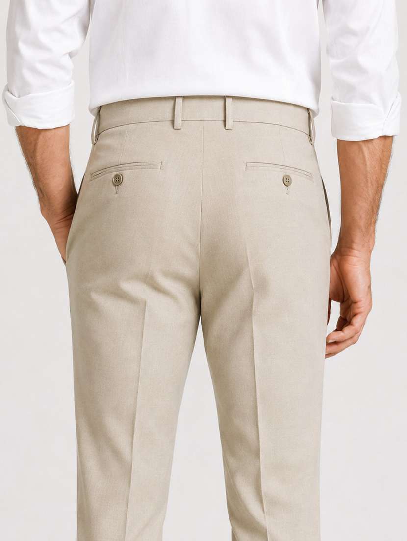 men solid mid rise flat formal trouser - 22548274 -  Standard Image - 4