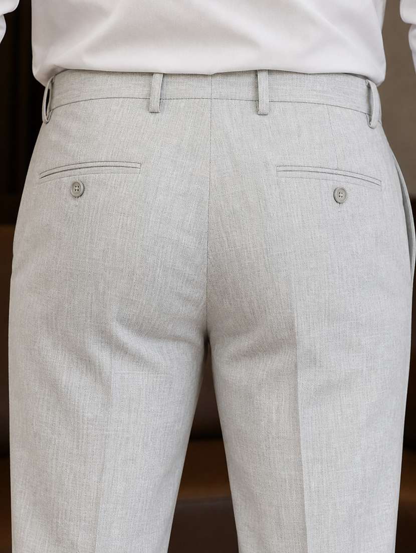 men solid mid rise flat formal trouser - 22548275 -  Standard Image - 4