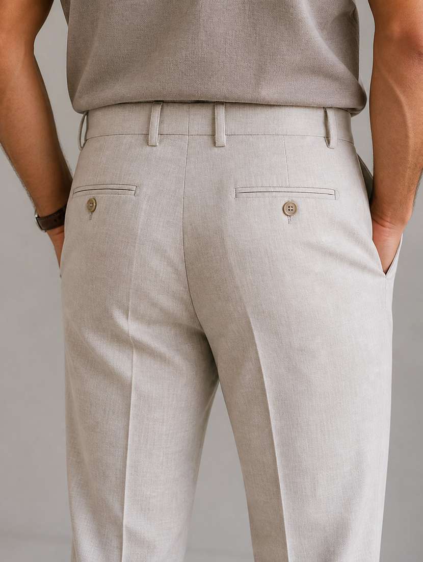 men solid mid rise pleated formal trouser - 22548276 -  Standard Image - 4