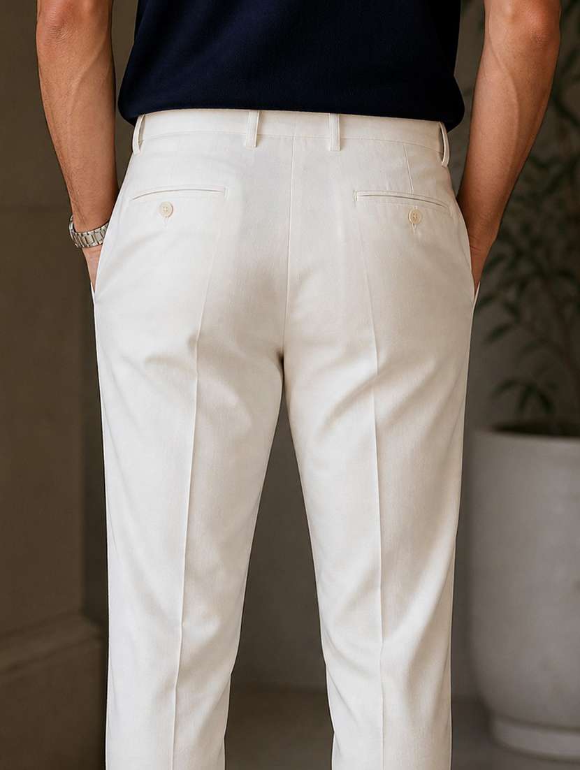 men solid mid rise flat formal trouser - 22548277 -  Standard Image - 4