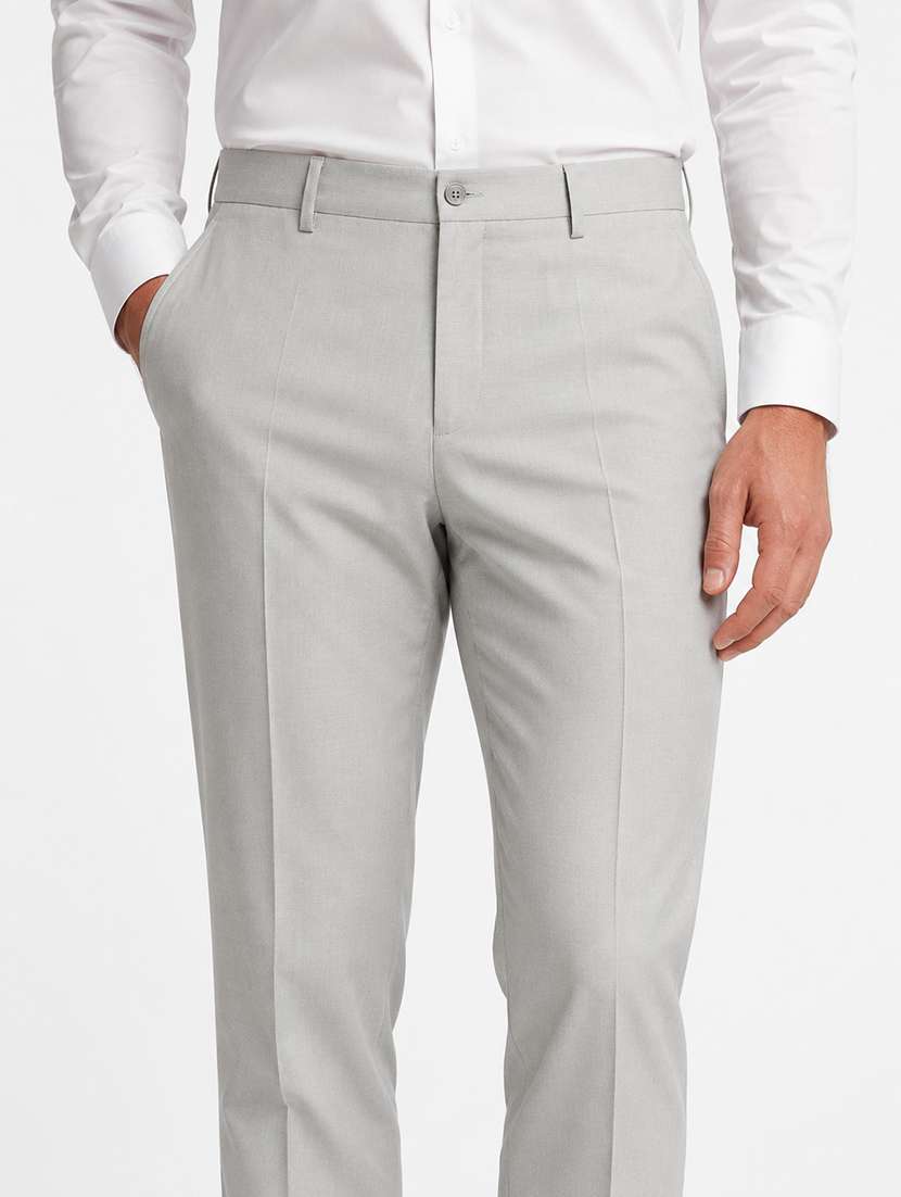 men solid mid rise flat formal trouser - 22548278 -  Standard Image - 1