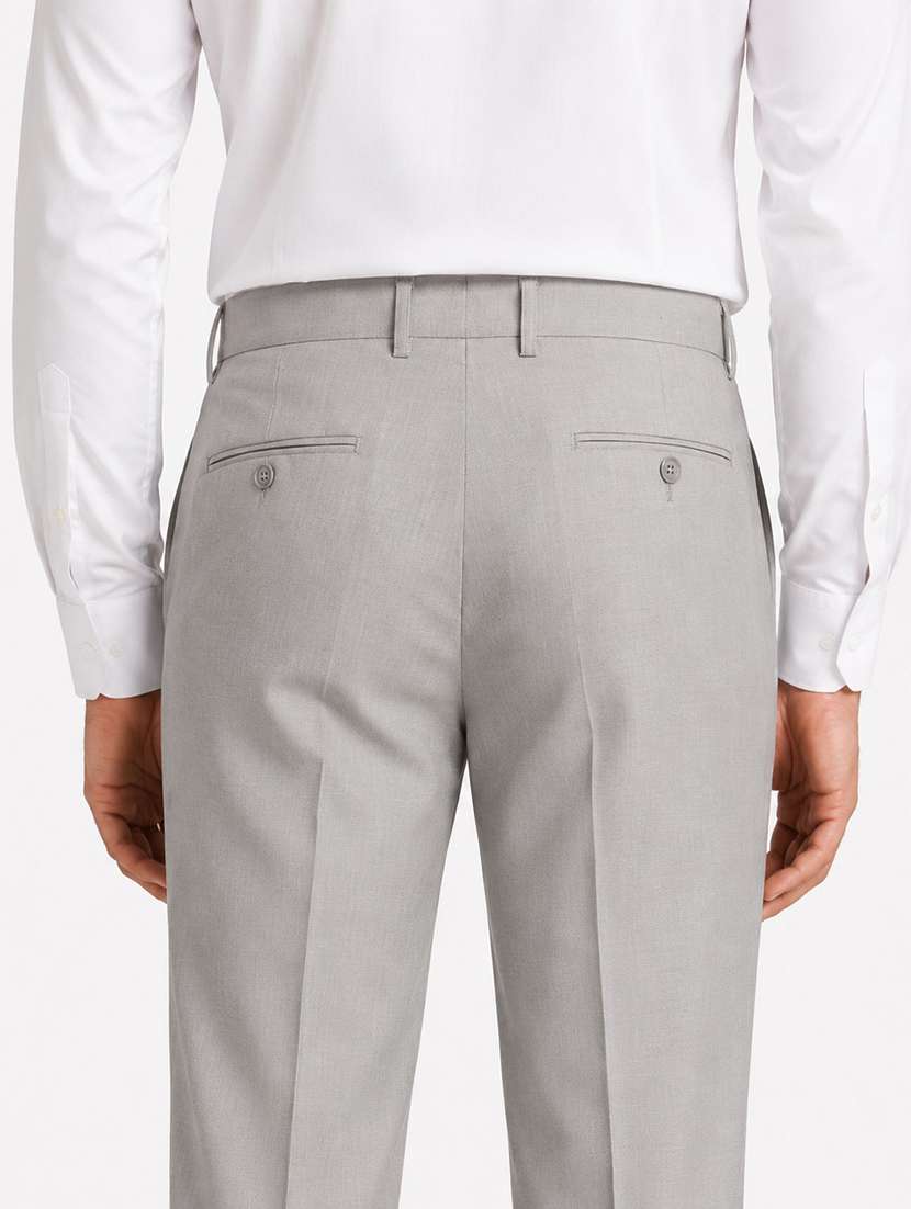 men solid mid rise flat formal trouser - 22548278 -  Standard Image - 4