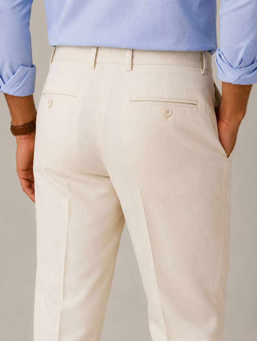 men solid mid rise flat formal trouser - 22548279 -  Standard Image - 4