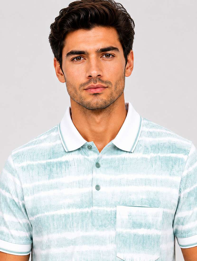 men printed short sleeves polo t-shirt - 22548306 -  Standard Image - 1
