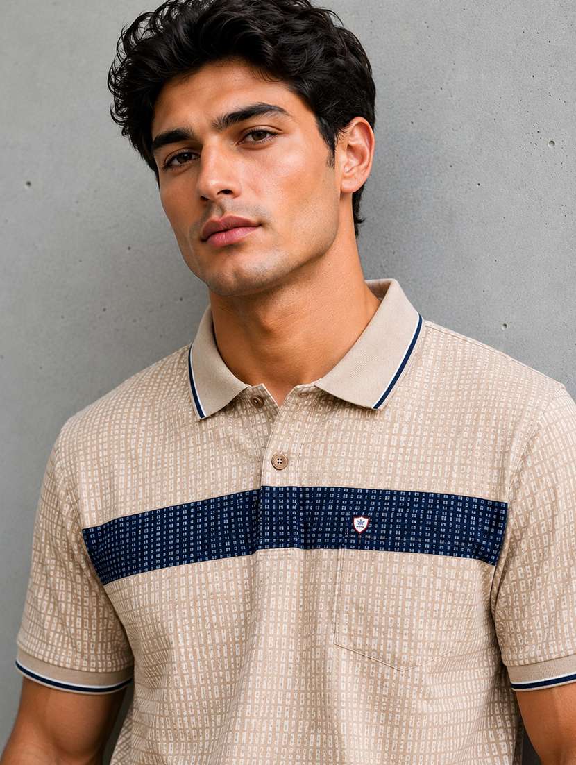 men printed short sleeves polo t-shirt - 22548308 -  Standard Image - 1