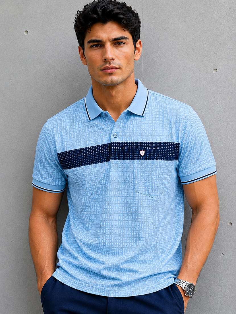 men printed short sleeves polo t-shirt