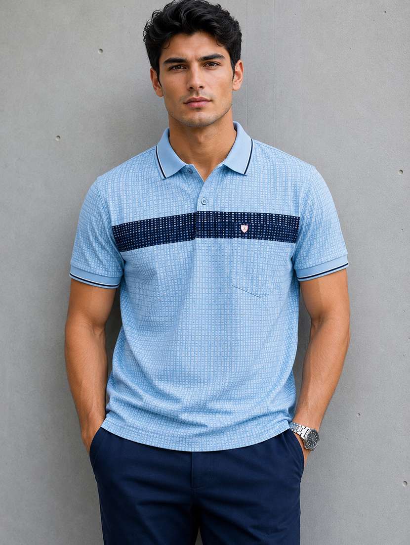 men printed short sleeves polo t-shirt - 22548309 -  Standard Image - 1