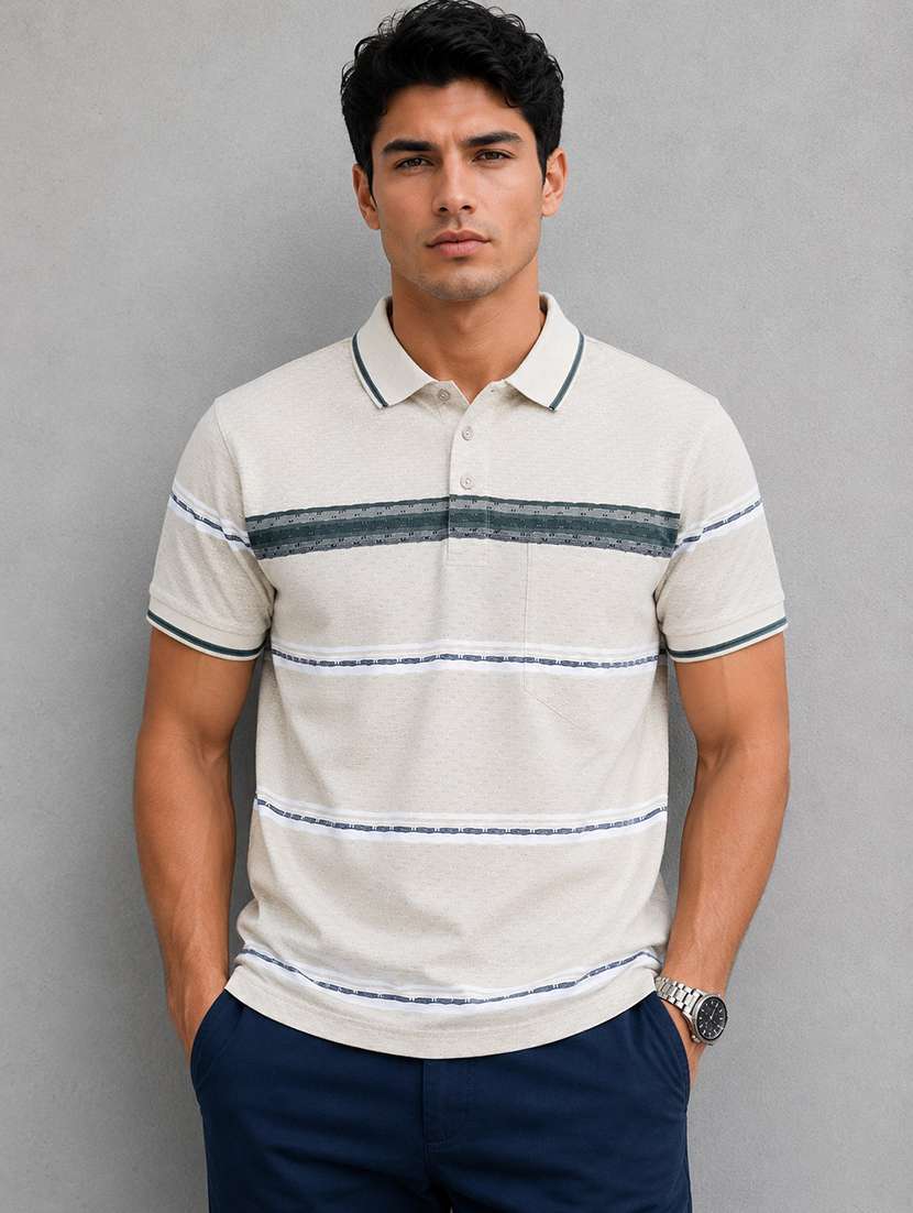 men printed short sleeves polo t-shirt