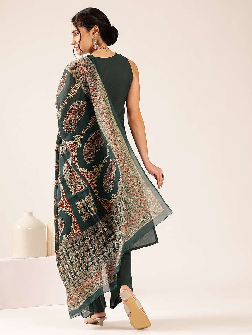 women printed sleeveless kurta pant set with dupatta - 22548337 -  Standard Image - 4