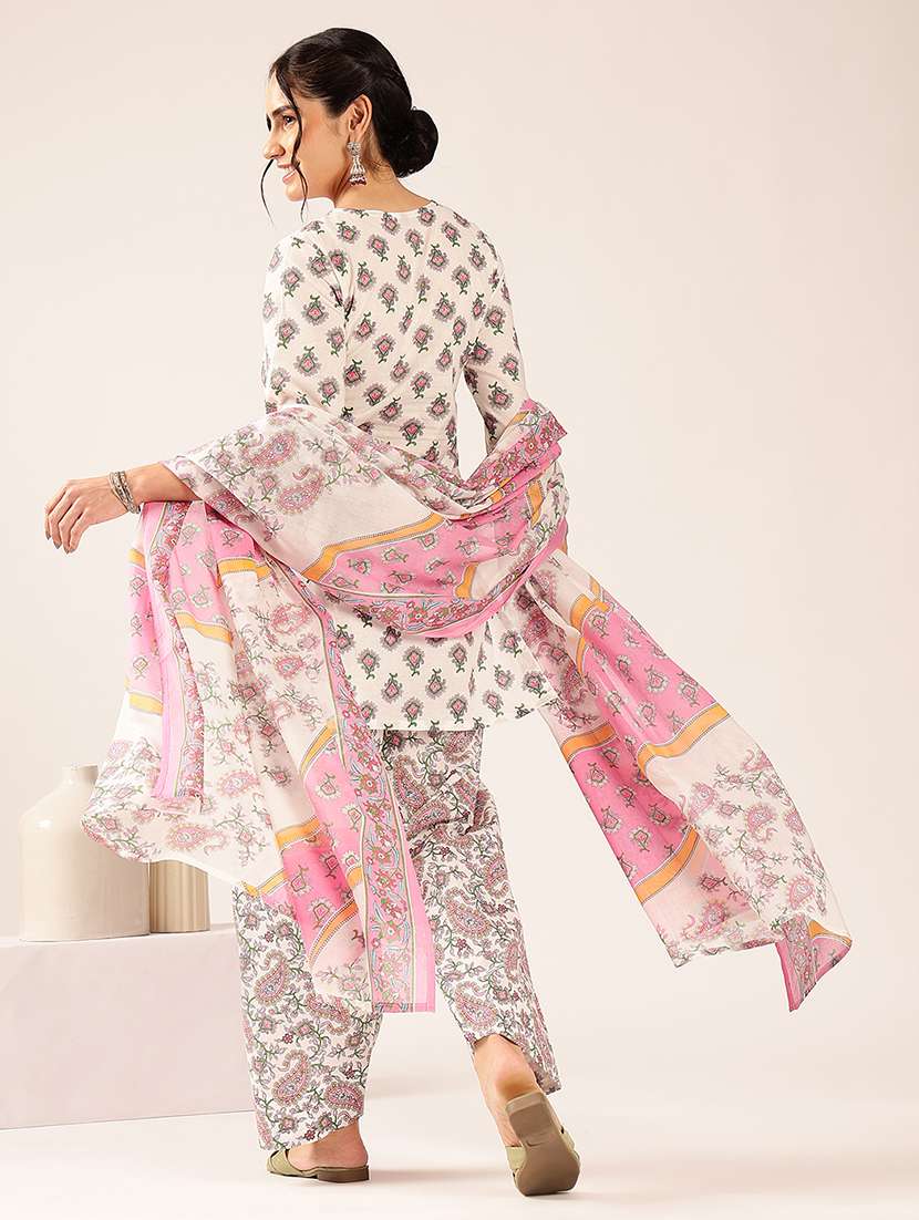 women printed three quarter sleeves kurta salwar set with dupatta - 22548346 -  Standard Image - 4