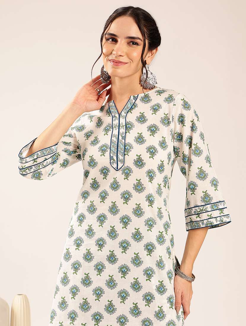 women printed three quarter sleeves kurta salwar set with dupatta - 22548347 -  Standard Image - 1