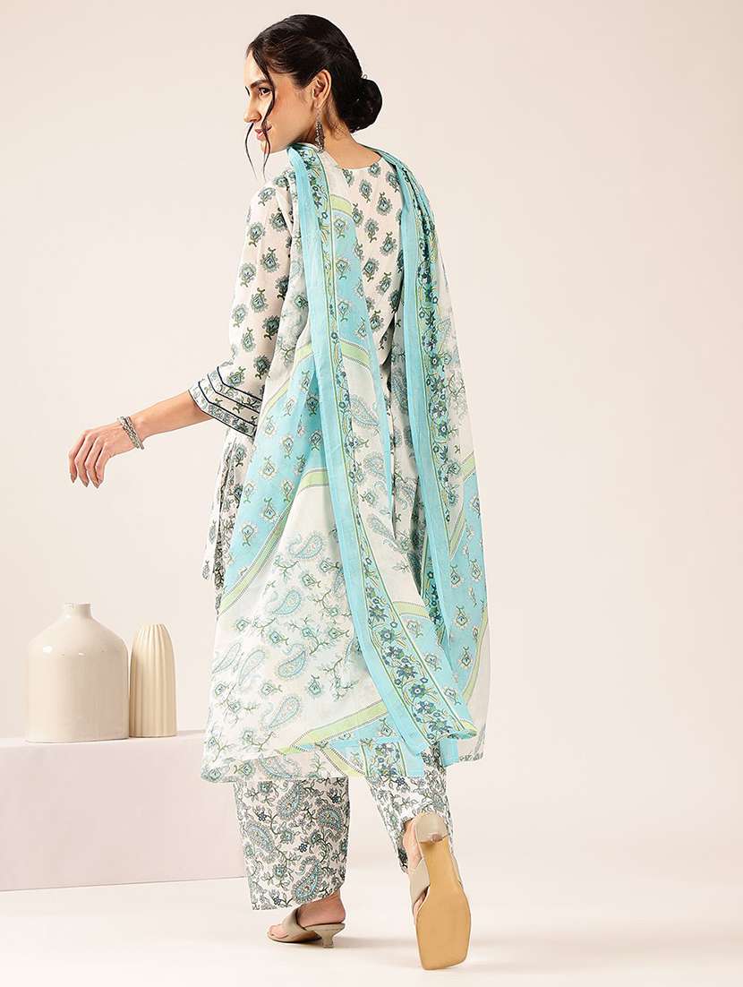 women printed three quarter sleeves kurta salwar set with dupatta - 22548347 -  Standard Image - 4