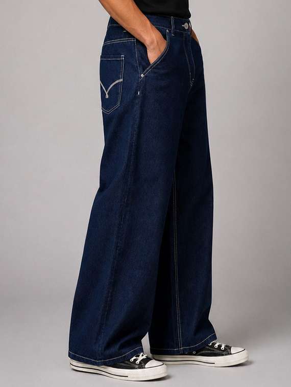 men solid mid rise baggy jeans - 22548424 -  Standard Image - 1