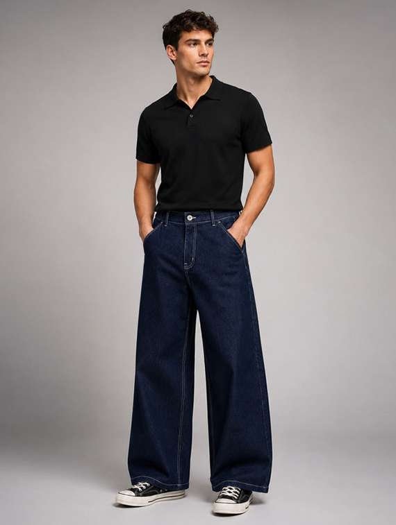 men solid mid rise baggy jeans - 22548424 -  Standard Image - 4