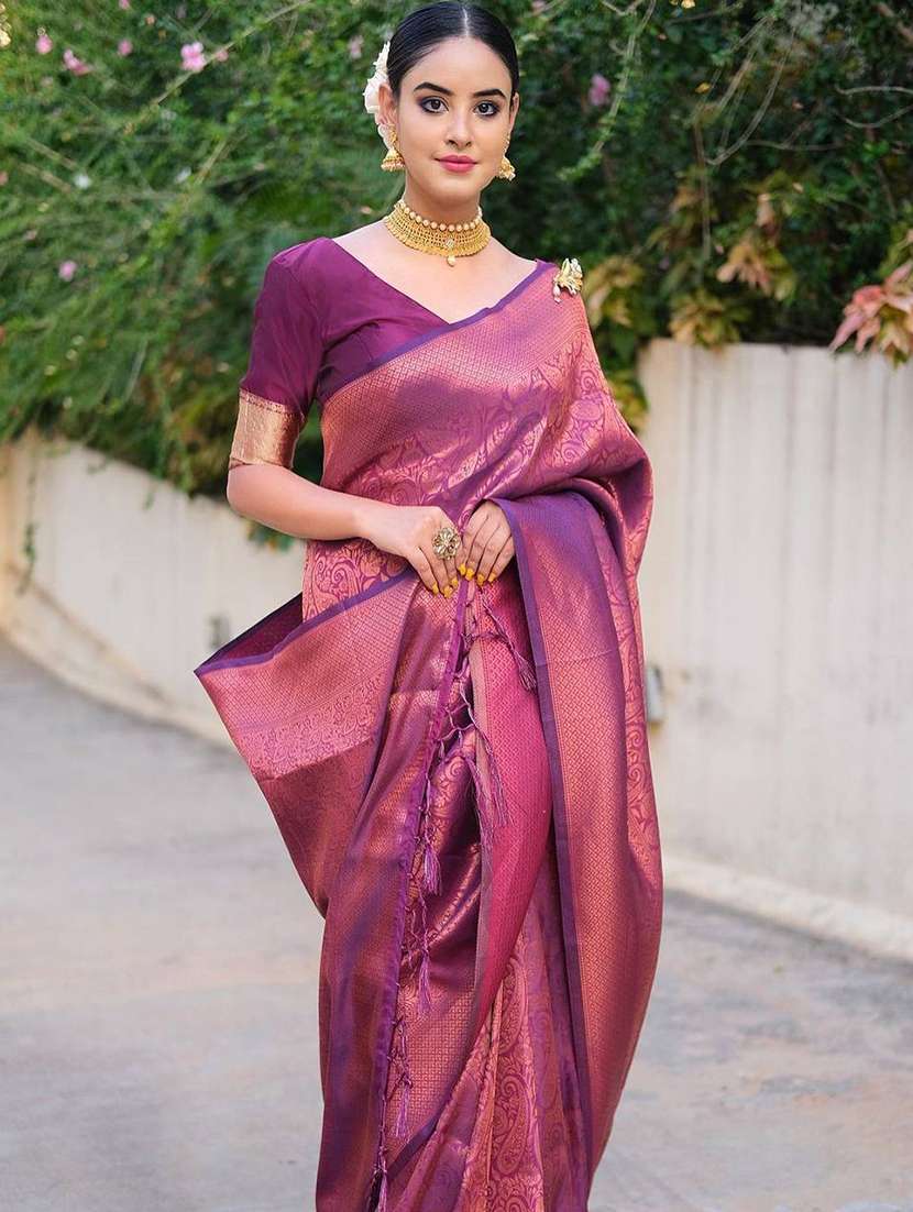 Women Self Design Banarasi Saree With Blouse - 22548516 -  Standard Image - 1