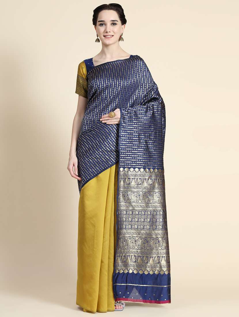 women self design half & half saree with blouse