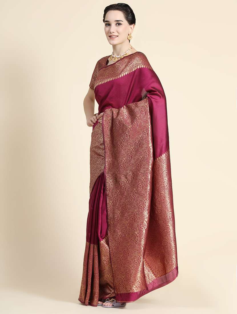 women solid with bordered saree with blouse - 22548541 -  Standard Image - 1