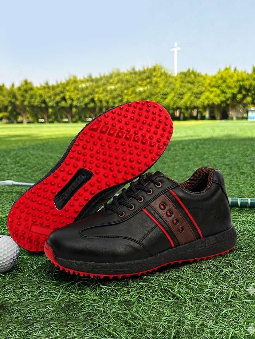 men color block lace up sport shoes