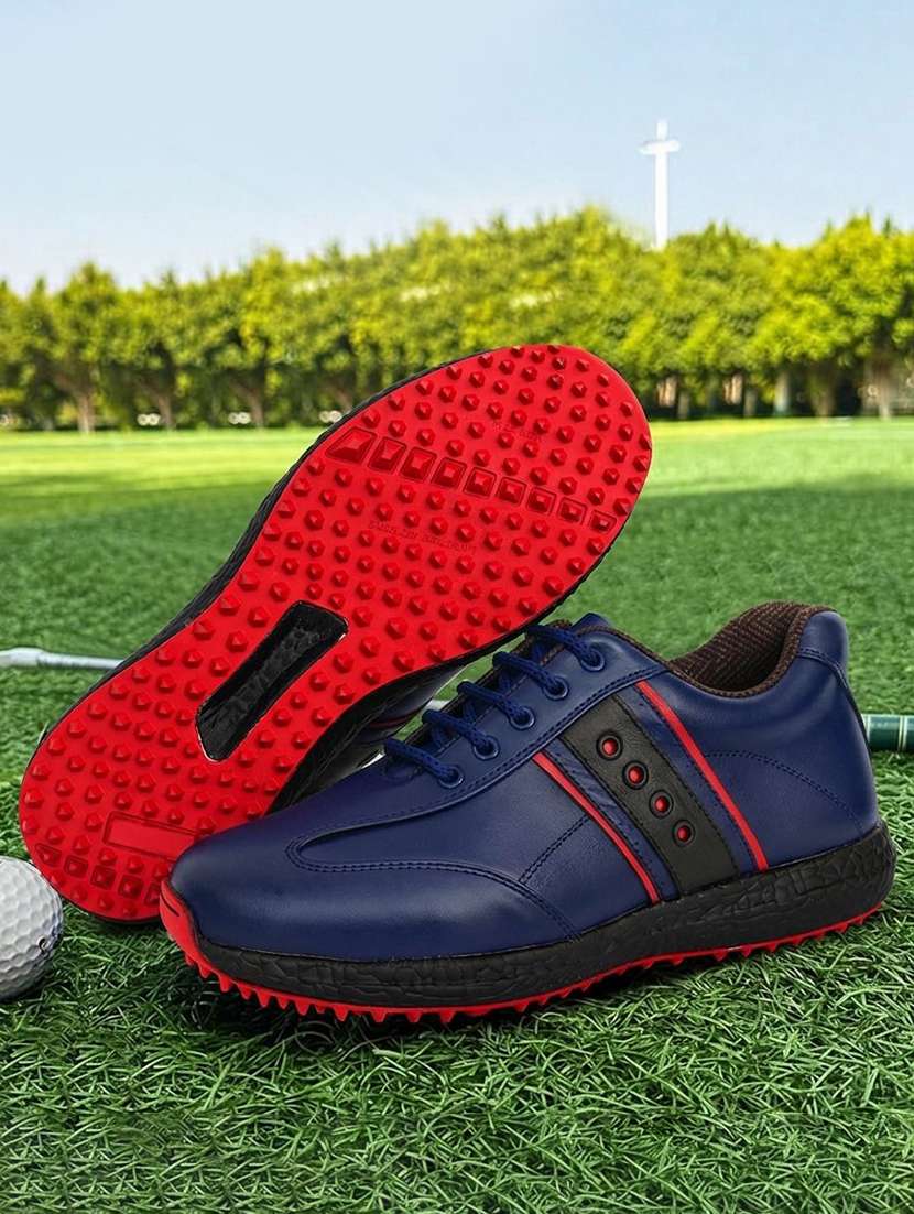 men color block lace up sport shoes