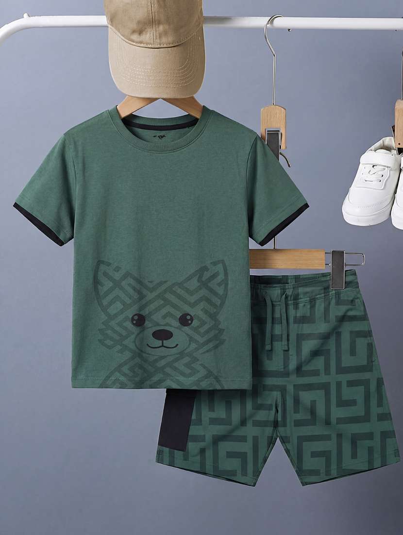 boys printed round neck t-shirt and shorts set - 22548852 -  Standard Image - 1
