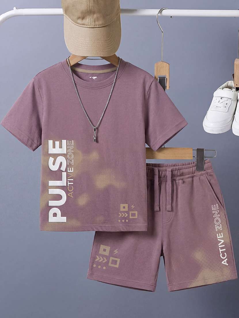 boys printed round neck t-shirt and shorts set - 22548853 -  Standard Image - 1
