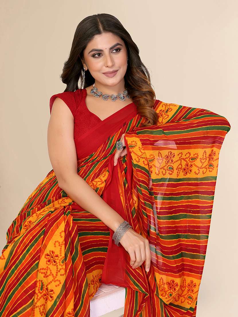 Women Printed Casual Wear Saree With Blouse - 22548863 -  Standard Image - 1