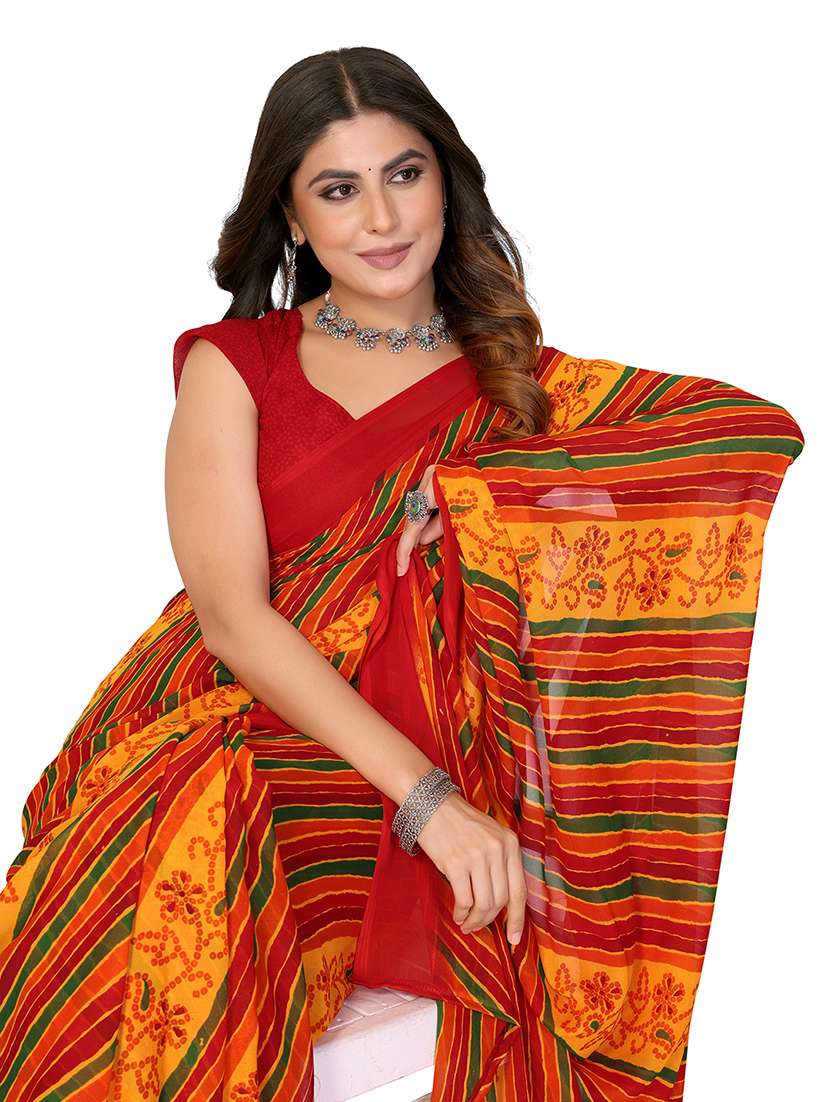Women Printed Casual Wear Saree With Blouse - 22548891 -  Standard Image - 1