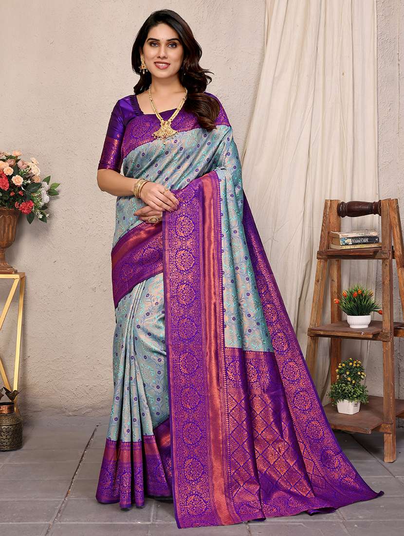 women self design banarasi saree with blouse