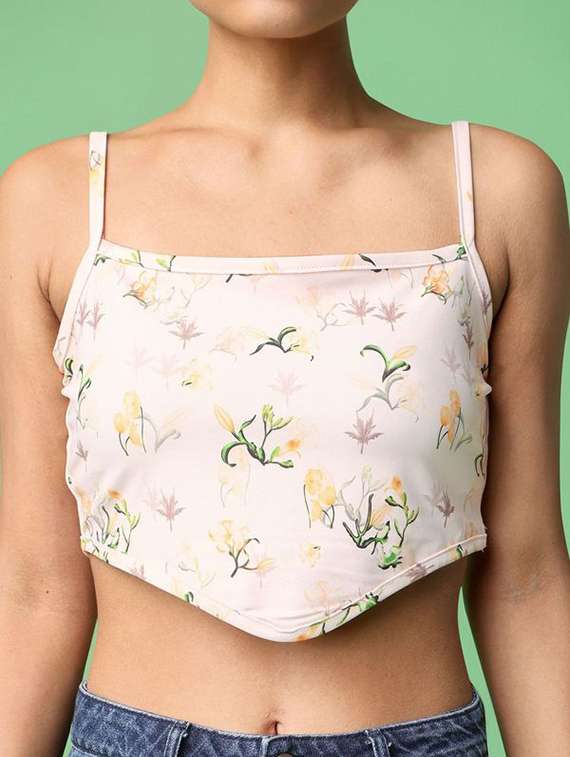 women printed shoulder strap crop top - 22549019 -  Standard Image - 1