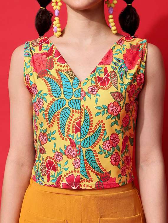 women printed sleeveless crop top - 22549029 -  Standard Image - 1
