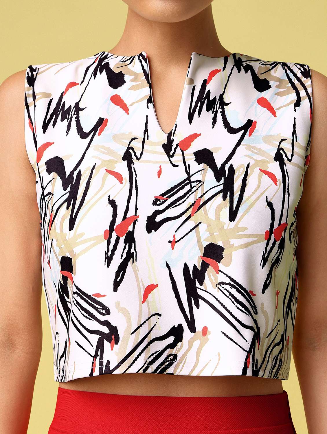 women printed sleeveless crop top - 22549045 -  Standard Image - 1