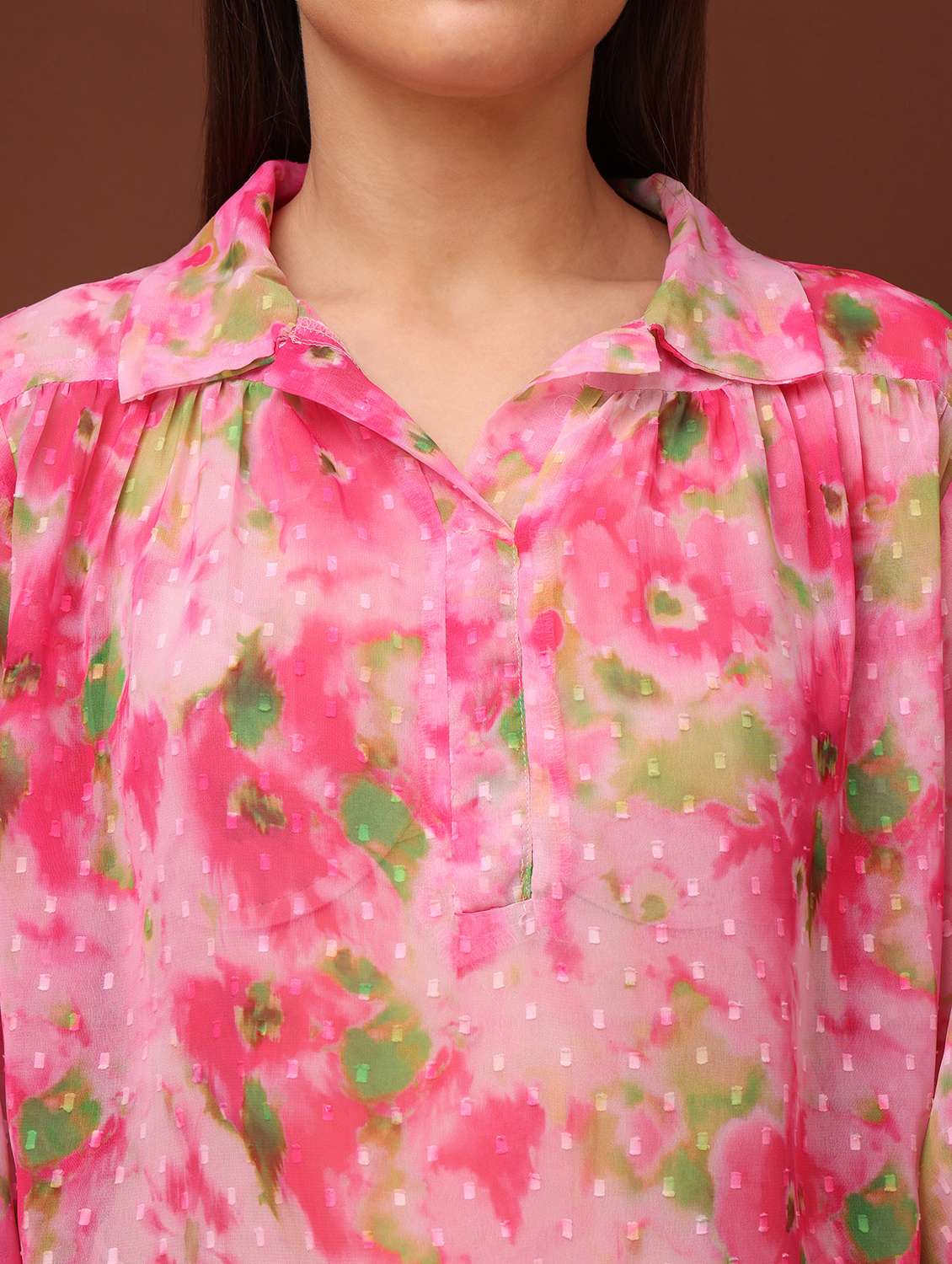 women printed collared regular top - 22549062 -  Standard Image - 1