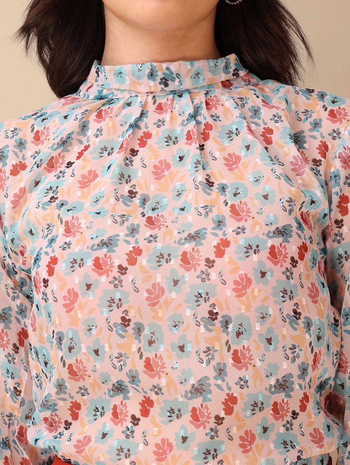 women printed high neck regular top - 22549075 -  Standard Image - 1