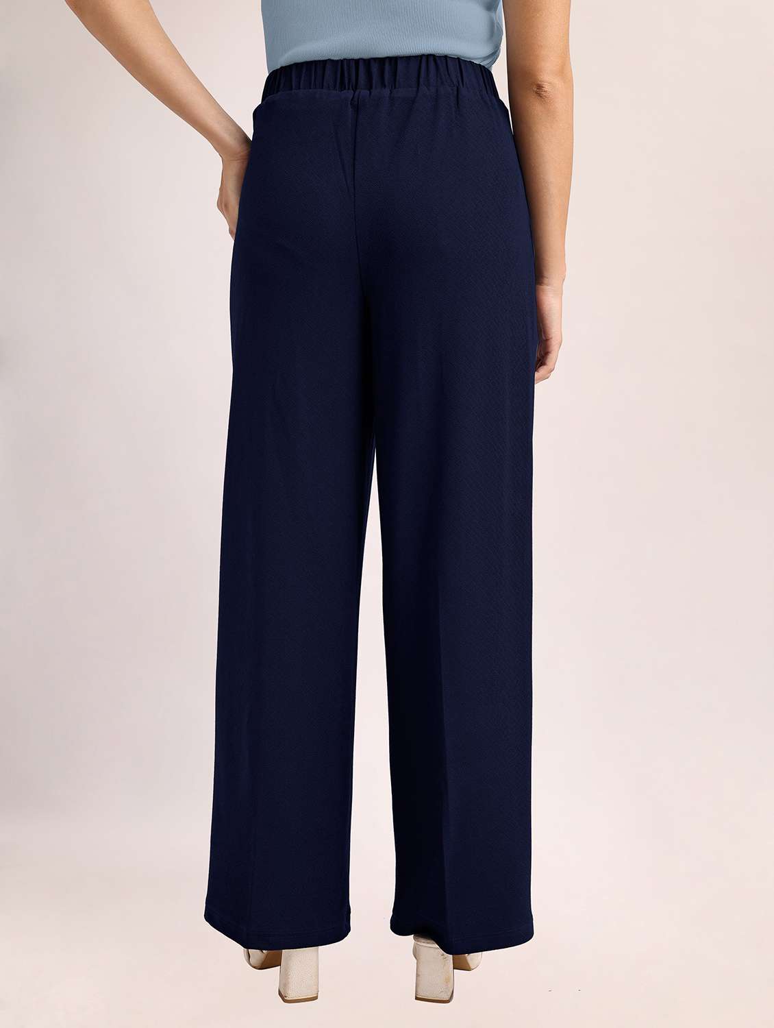 women solid high rise wide leg trouser - 22549098 -  Standard Image - 4