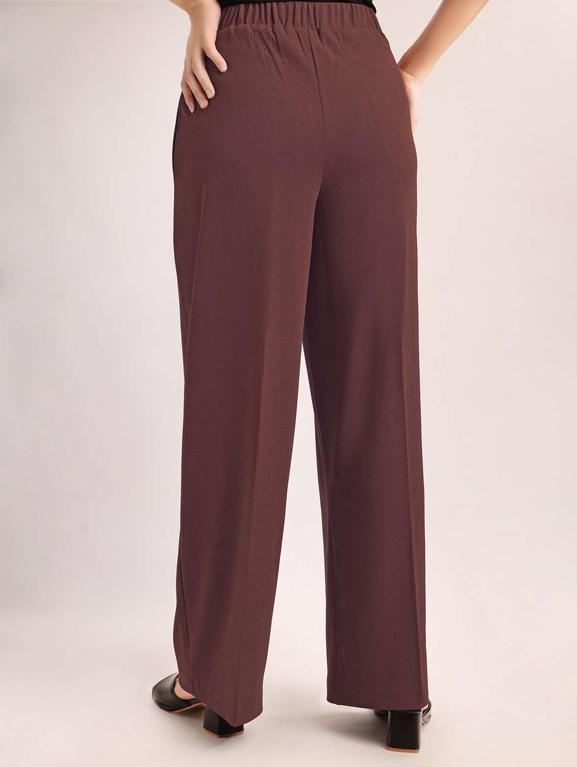 women solid high rise wide leg trouser - 22549099 -  Standard Image - 4