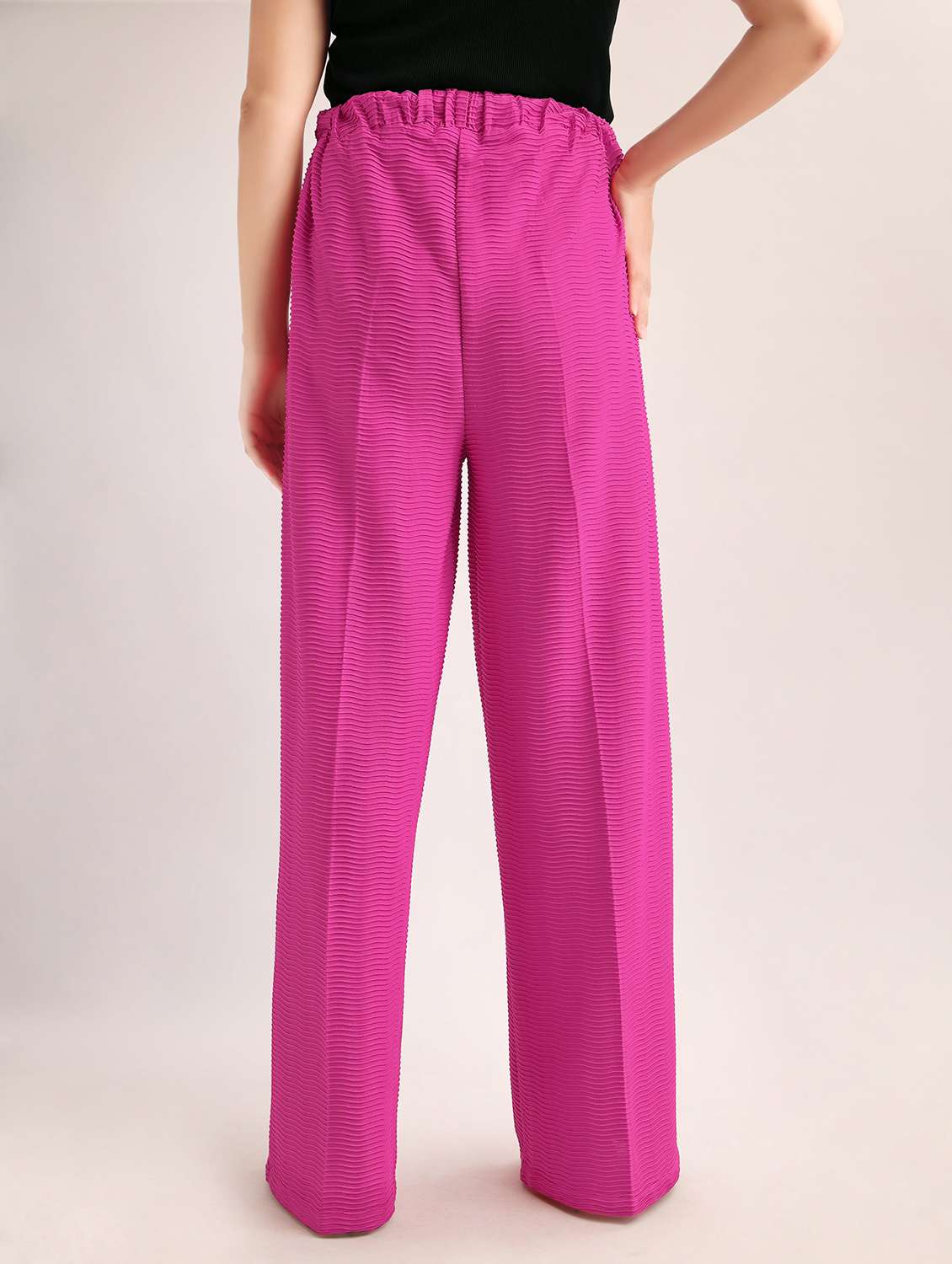 women self design high rise wide leg trouser - 22549108 -  Standard Image - 4