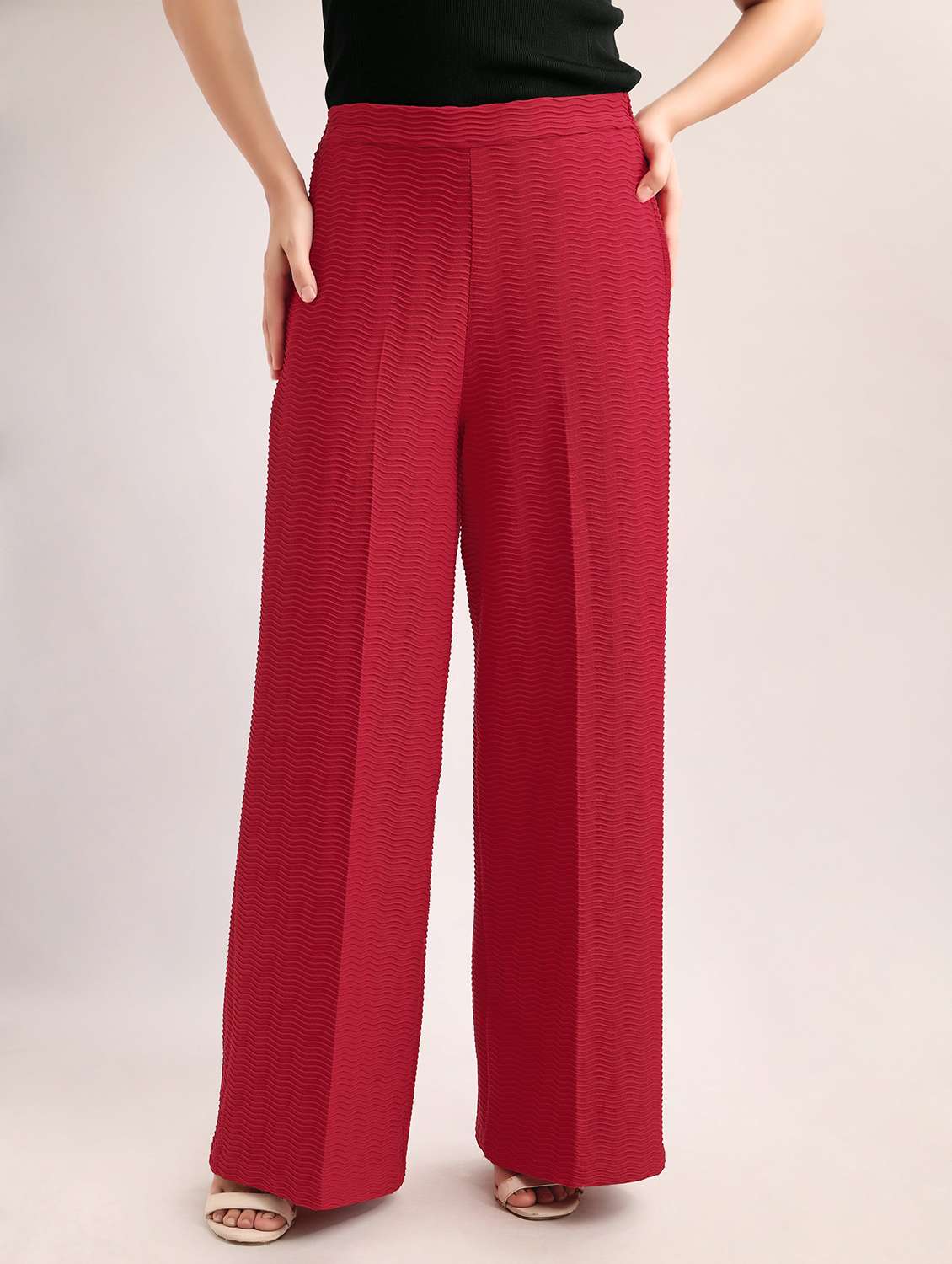 women self design high rise wide leg trouser