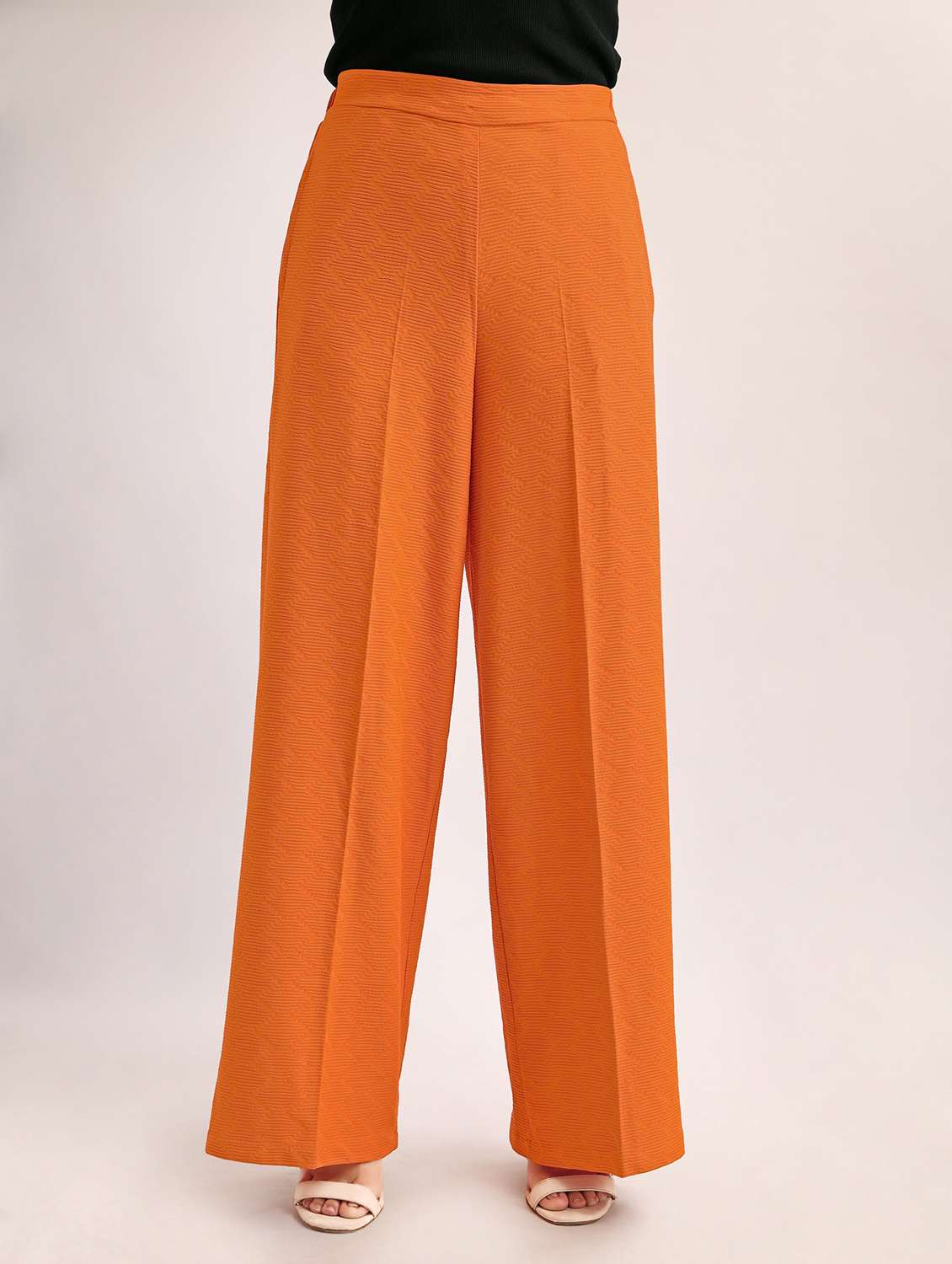 women self design high rise wide leg trouser - 22549111 -  Standard Image - 4