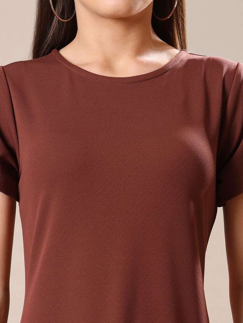 women solid short sleeves asymmetric dress - 22549148 -  Standard Image - 1