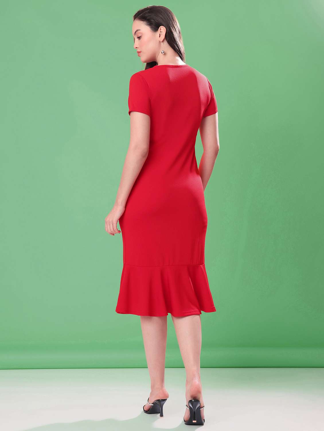 women solid short sleeves sheath dress - 22549149 -  Standard Image - 4