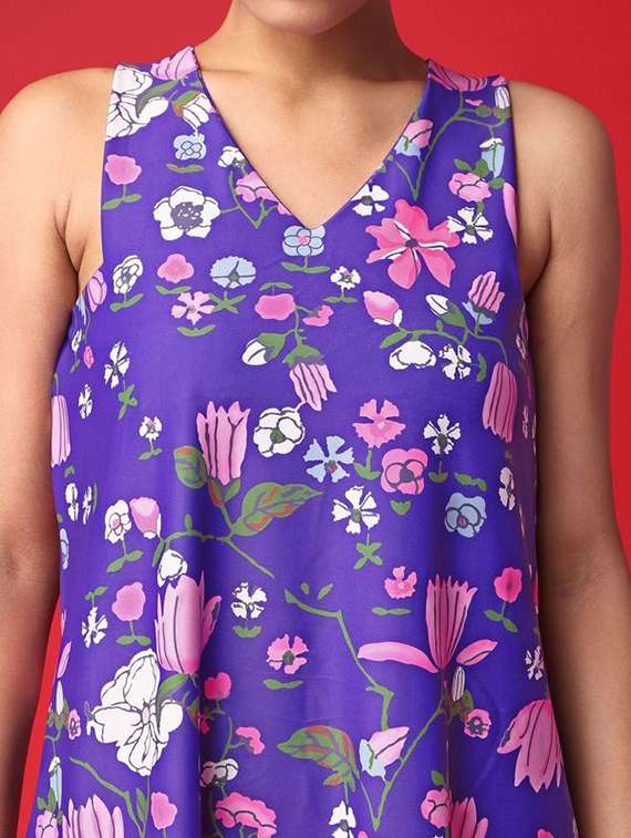 women printed sleeveless a-line dress - 22549294 -  Standard Image - 4