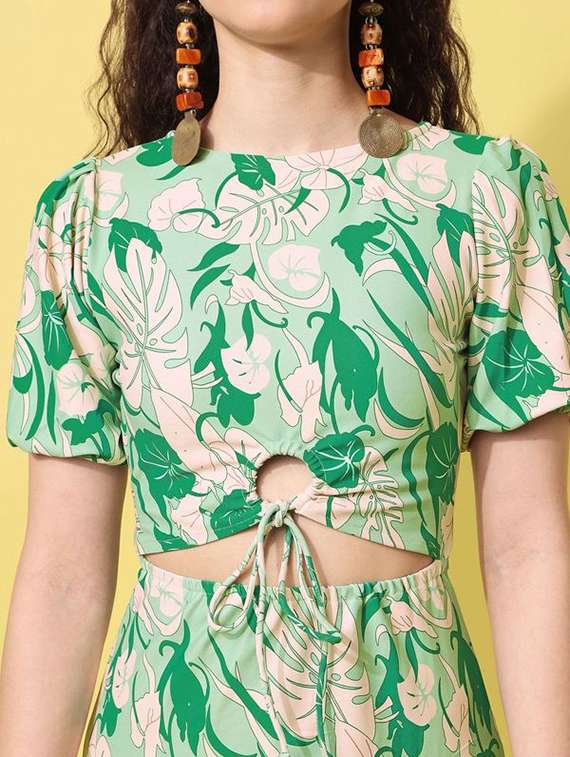 women printed short sleeves a-line dress - 22549303 -  Standard Image - 1